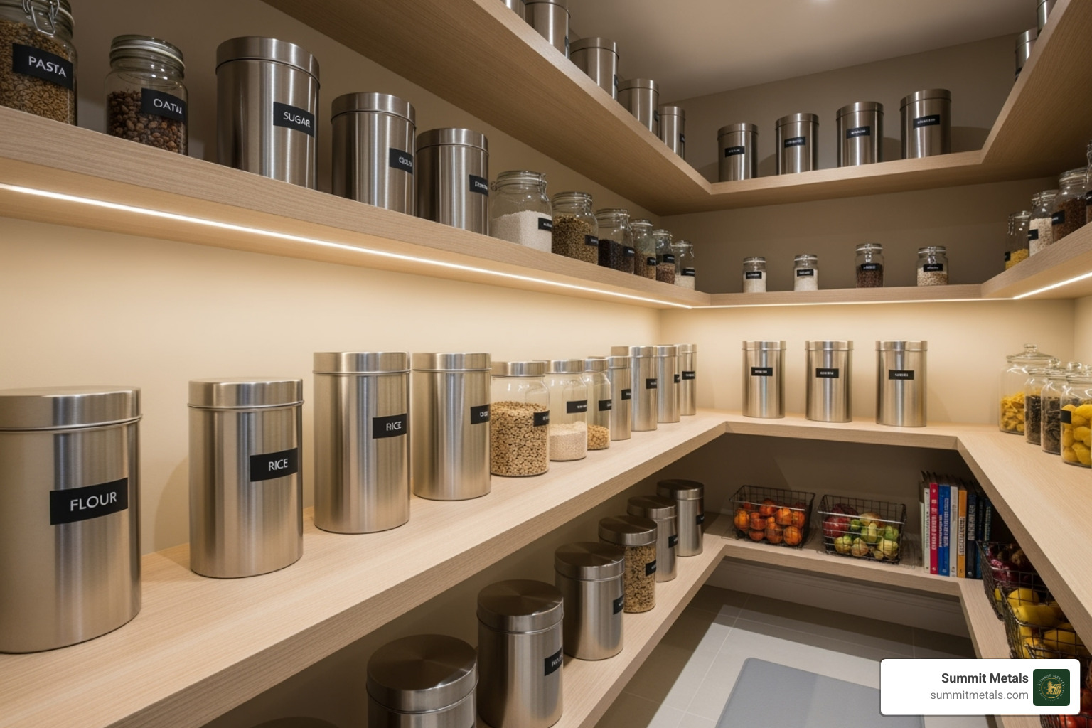 organized kitchen pantry with stainless steel canisters - metal storage containers organized kitchen pantry with stainless steel canisters - metal storage containers