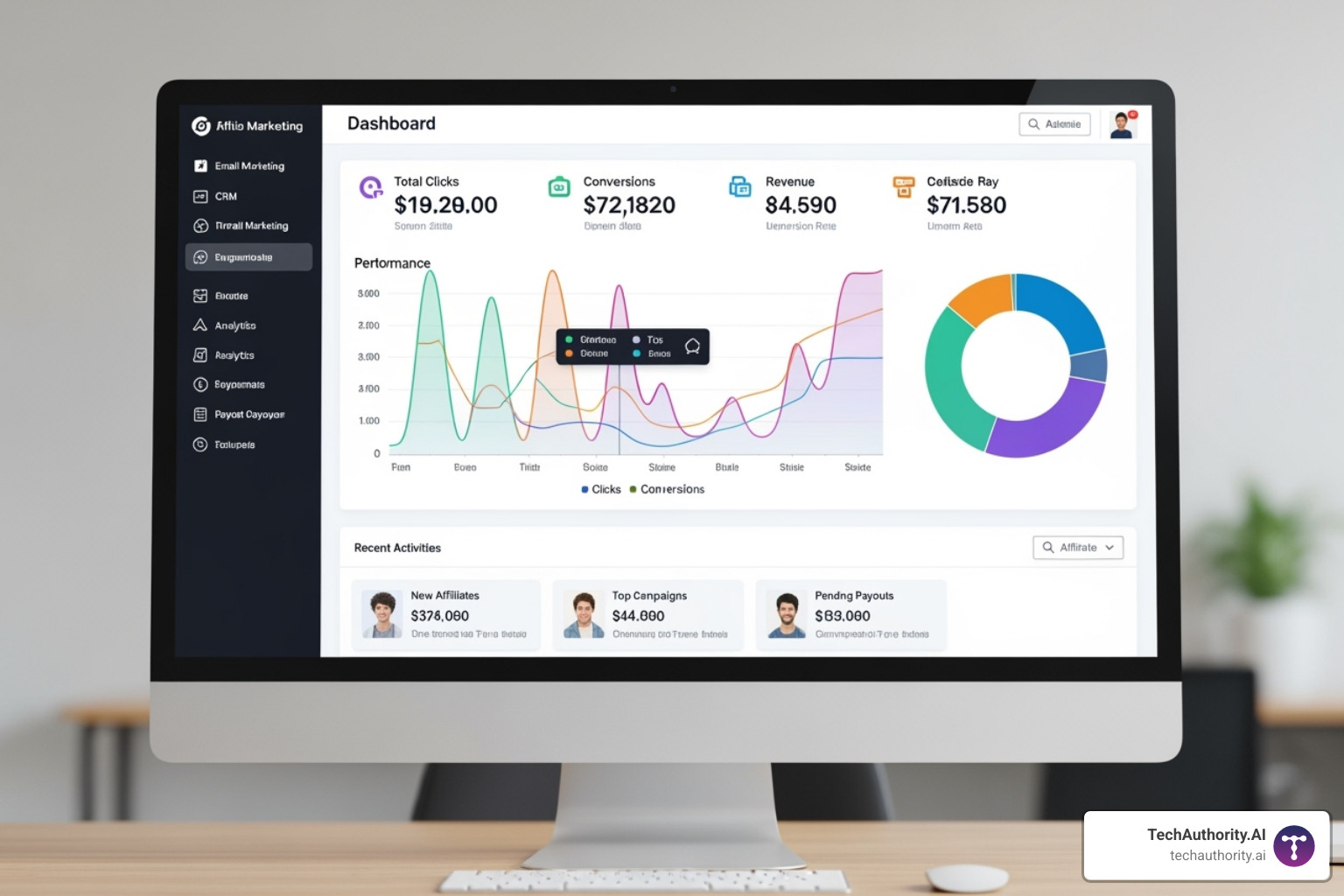 A generic dashboard of an affiliate marketing software with various integrations displayed - affiliate marketing software A generic dashboard of an affiliate marketing software with various integrations displayed - affiliate marketing software
