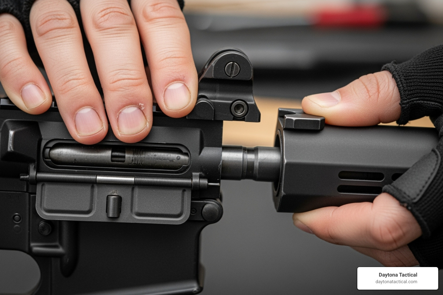 Bolt carrier group and charging handle being slid out of the upper receiver - how to disassemble an ar 15 upper Bolt carrier group and charging handle being slid out of the upper receiver - how to disassemble an ar 15 upper