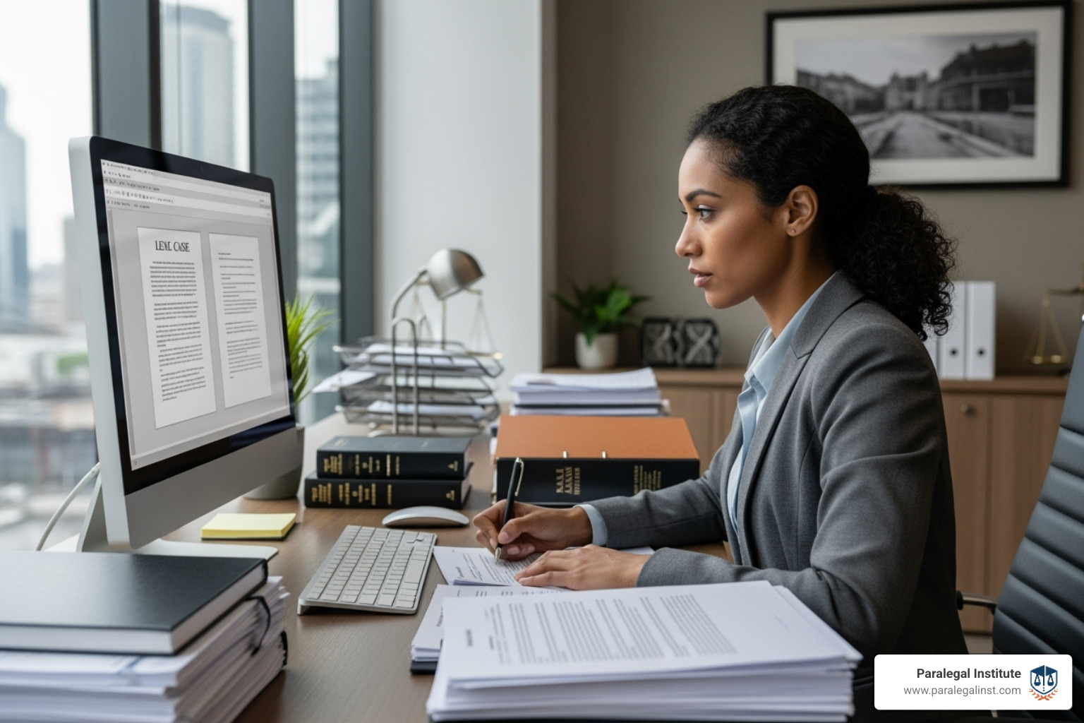 Comprehensive infographic showing paralegal career path overview including top job duties like legal research and document preparation, essential skills such as communication and organization, common work environments including law firms and corporate legal departments, salary ranges by experience level, and educational requirements for paralegal certificate programs - paralegal career information infographic Comprehensive infographic showing paralegal career path overview including top job duties like legal research and document preparation, essential skills such as communication and organization, common work environments including law firms and corporate legal departments, salary ranges by experience level, and educational requirements for paralegal certificate programs - paralegal career information infographic