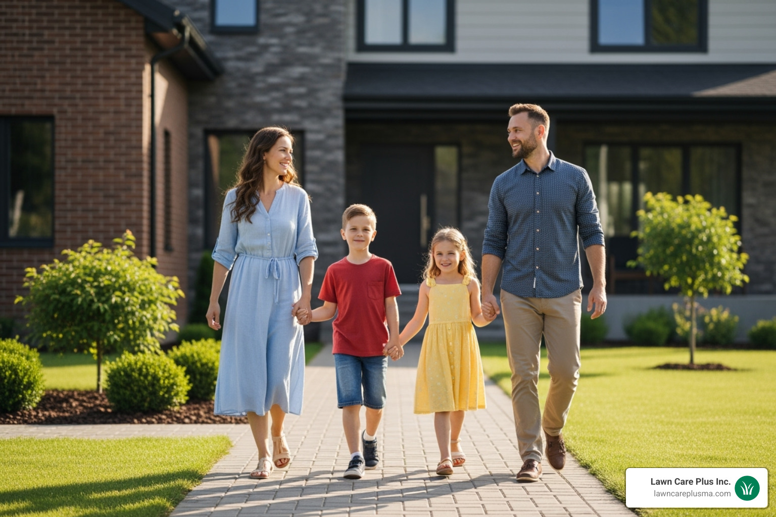 happy family on paver walkway - building a walkway with pavers happy family on paver walkway - building a walkway with pavers