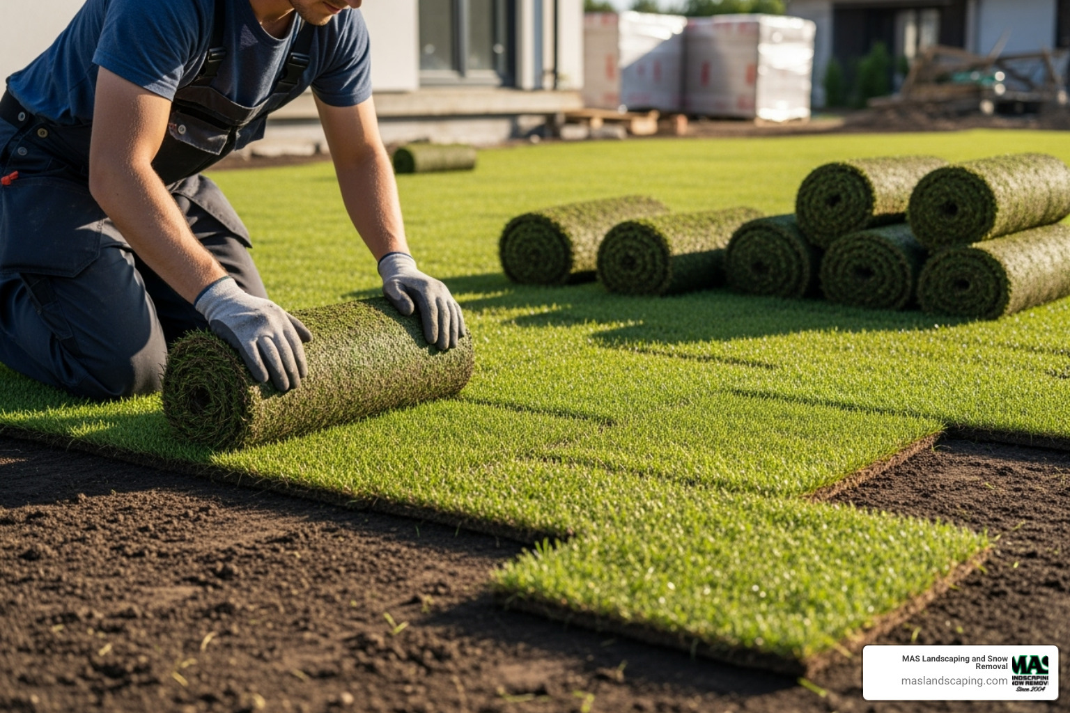 turf being laid in a staggered brick-like pattern - laying turf on existing lawn