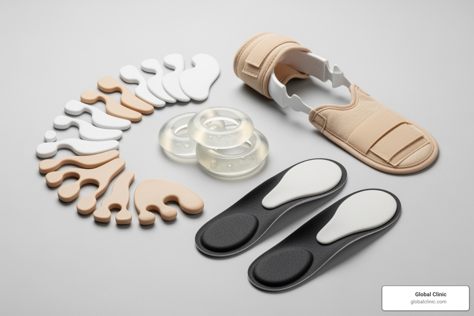various supportive devices like pads, spacers, and orthotics - Non-surgical bunion