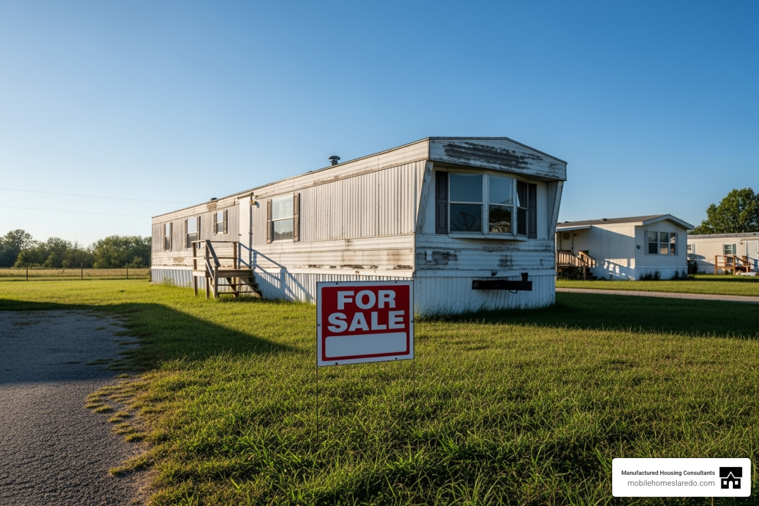 pre-owned mobile home with a "for sale" sign - used mobile homes in my area for sale
