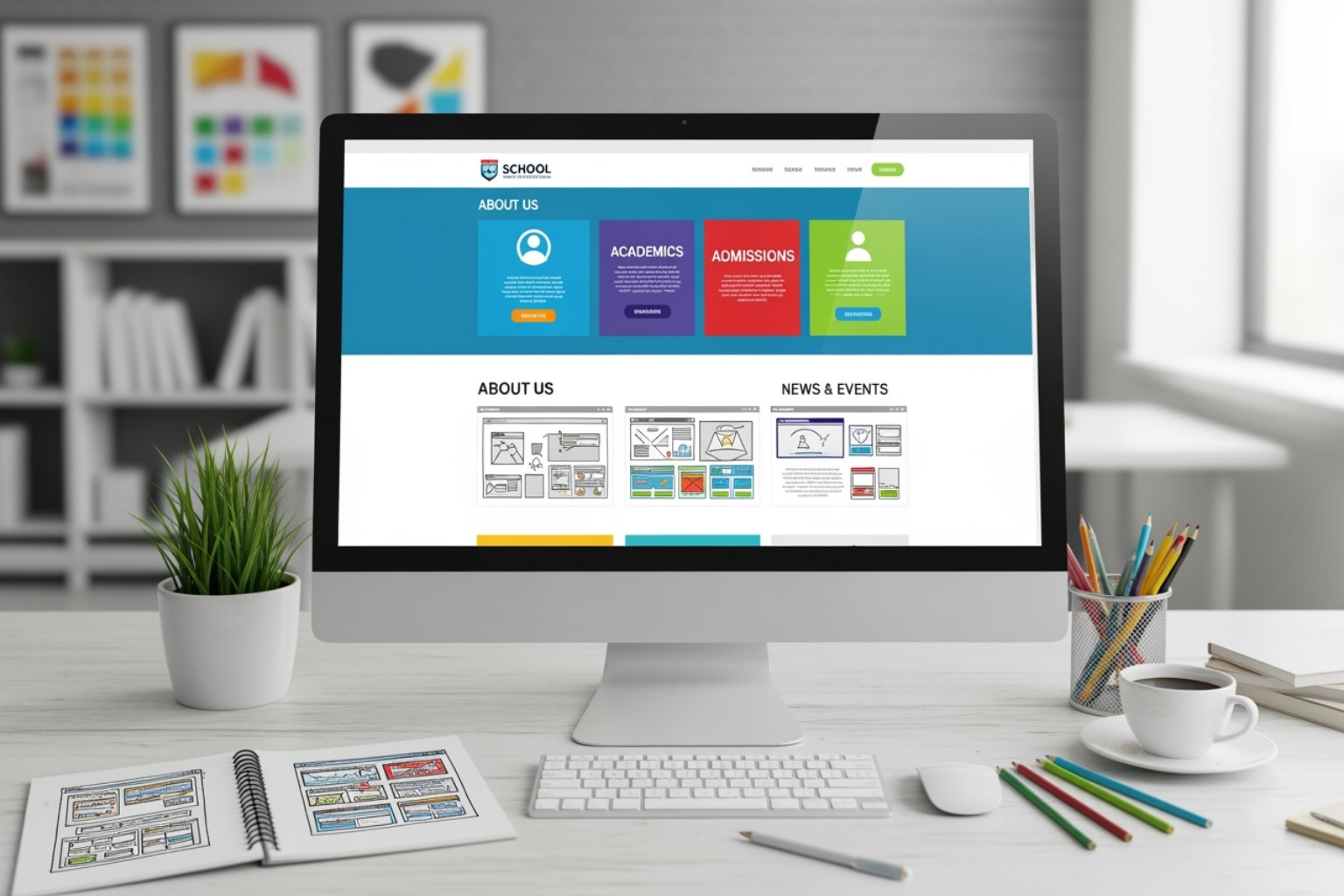 School website homepage with strong visual calls-to-action like "Apply Now" and "Schedule a Tour." - School website development