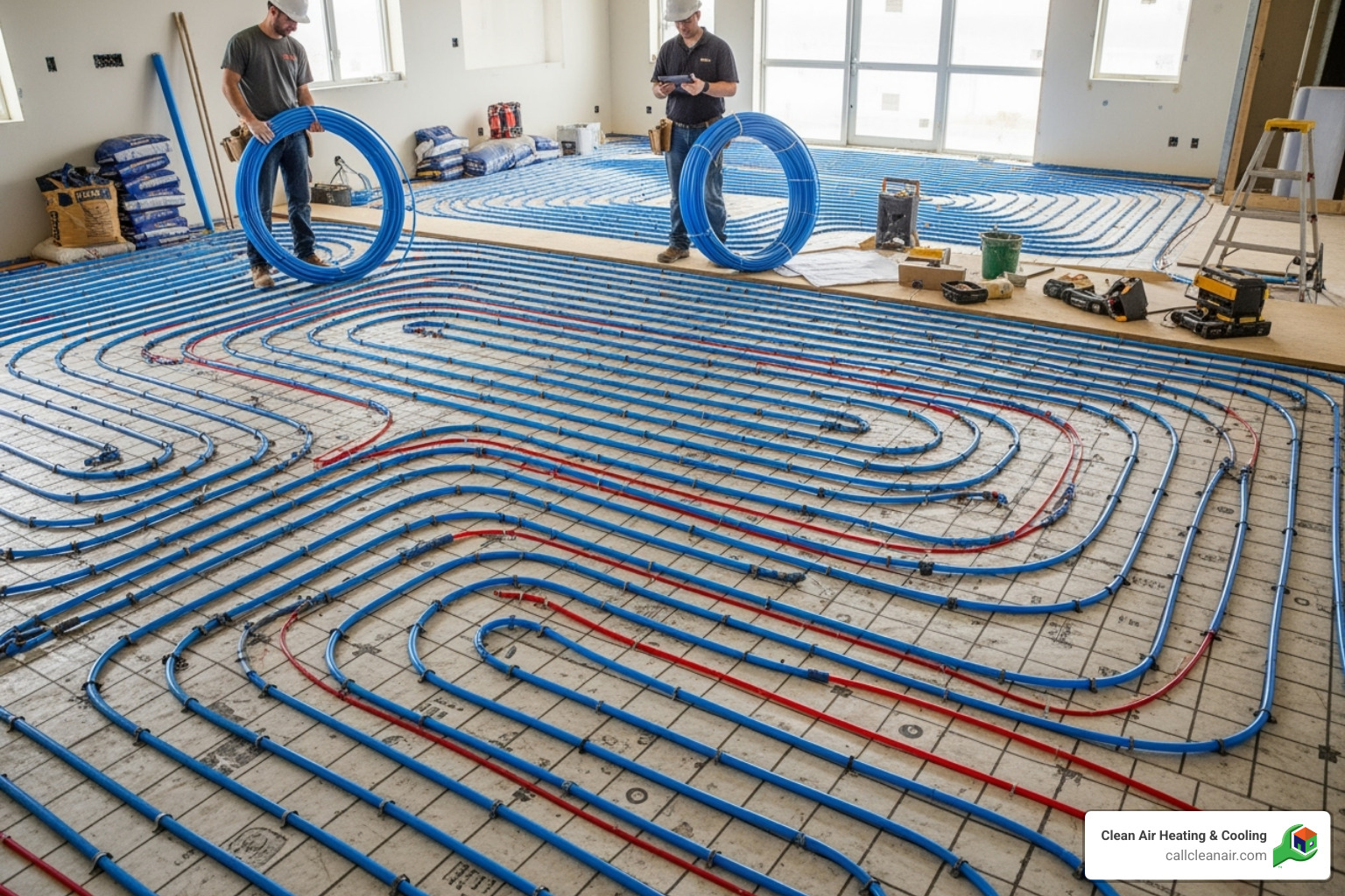 in-floor radiant heating system being installed - home heating solutions in-floor radiant heating system being installed - home heating solutions