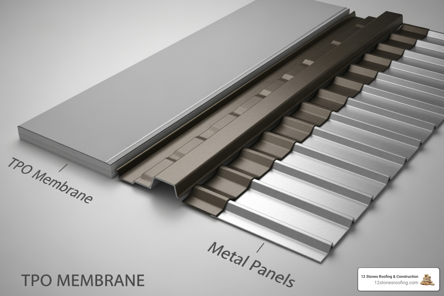 different commercial roofing materials like TPO and Metal - pasadena roofing