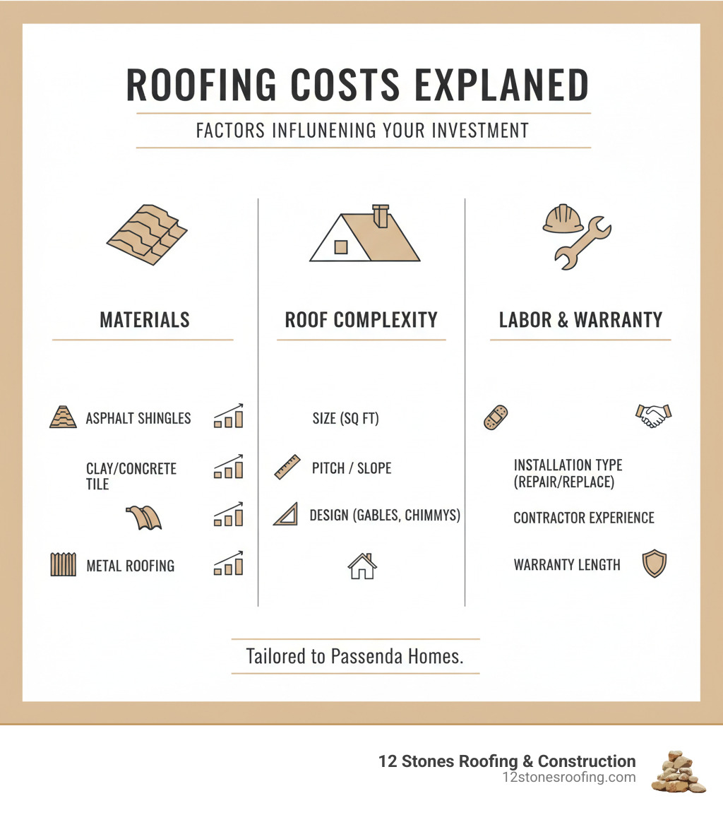 infographic breaking down the factors that influence roofing costs - roofers pasadena infographic