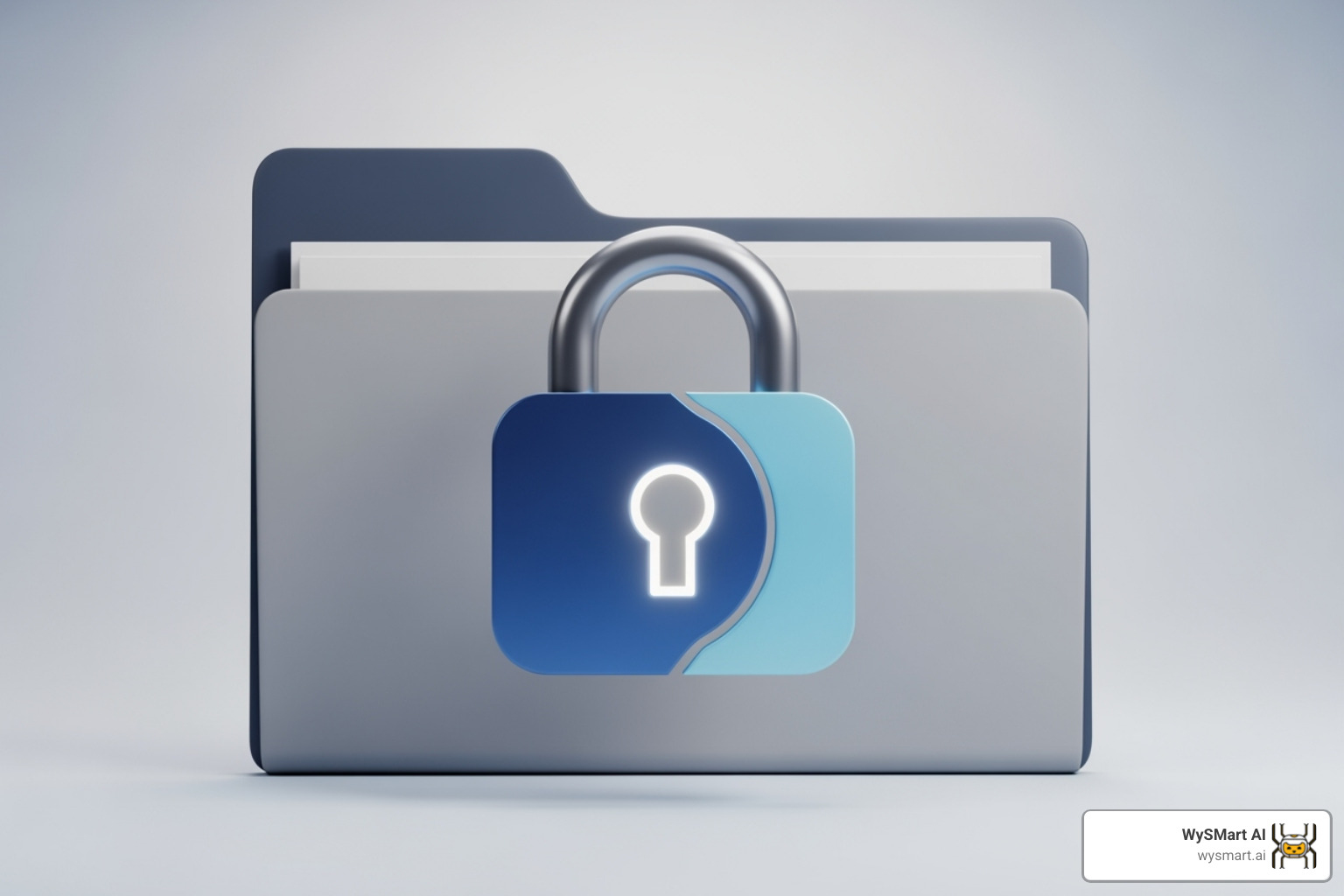 Digital lock icon over a folder labeled "Client Data" - CRM for law firms