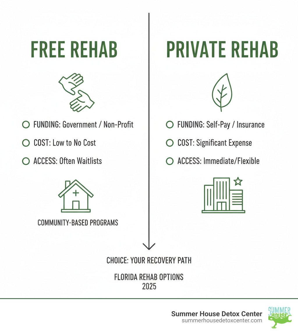 infographic comparing free rehab and private rehab - free rehab facilities in florida infographic 