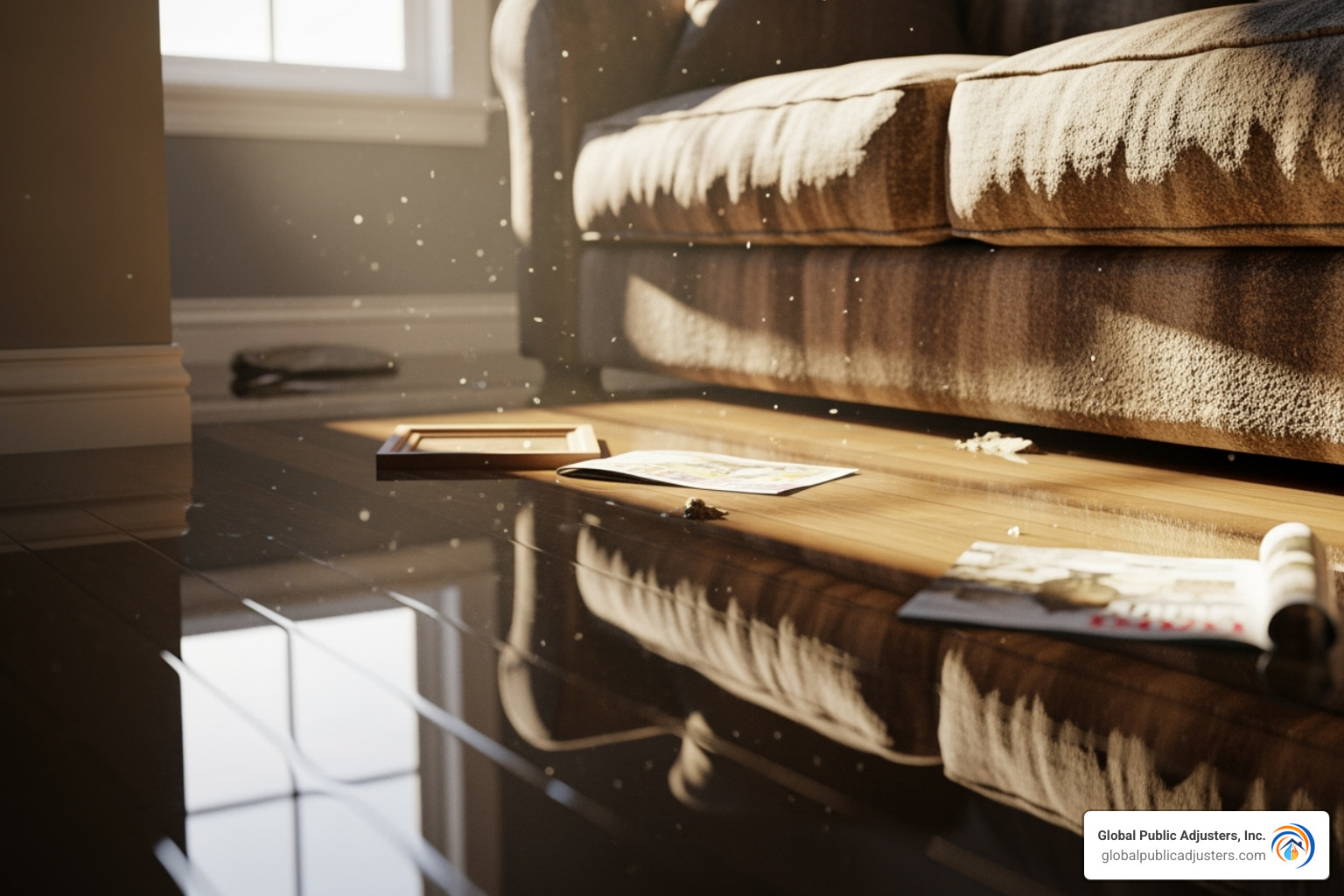 insurance policy document with magnifying glass - water damage claims