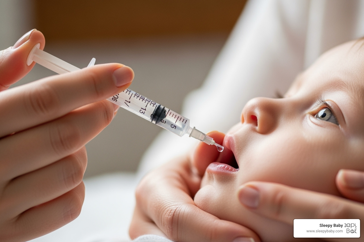 Parent using correct dosing syringe for liquid medicine - does children's tylenol make babies sleepy