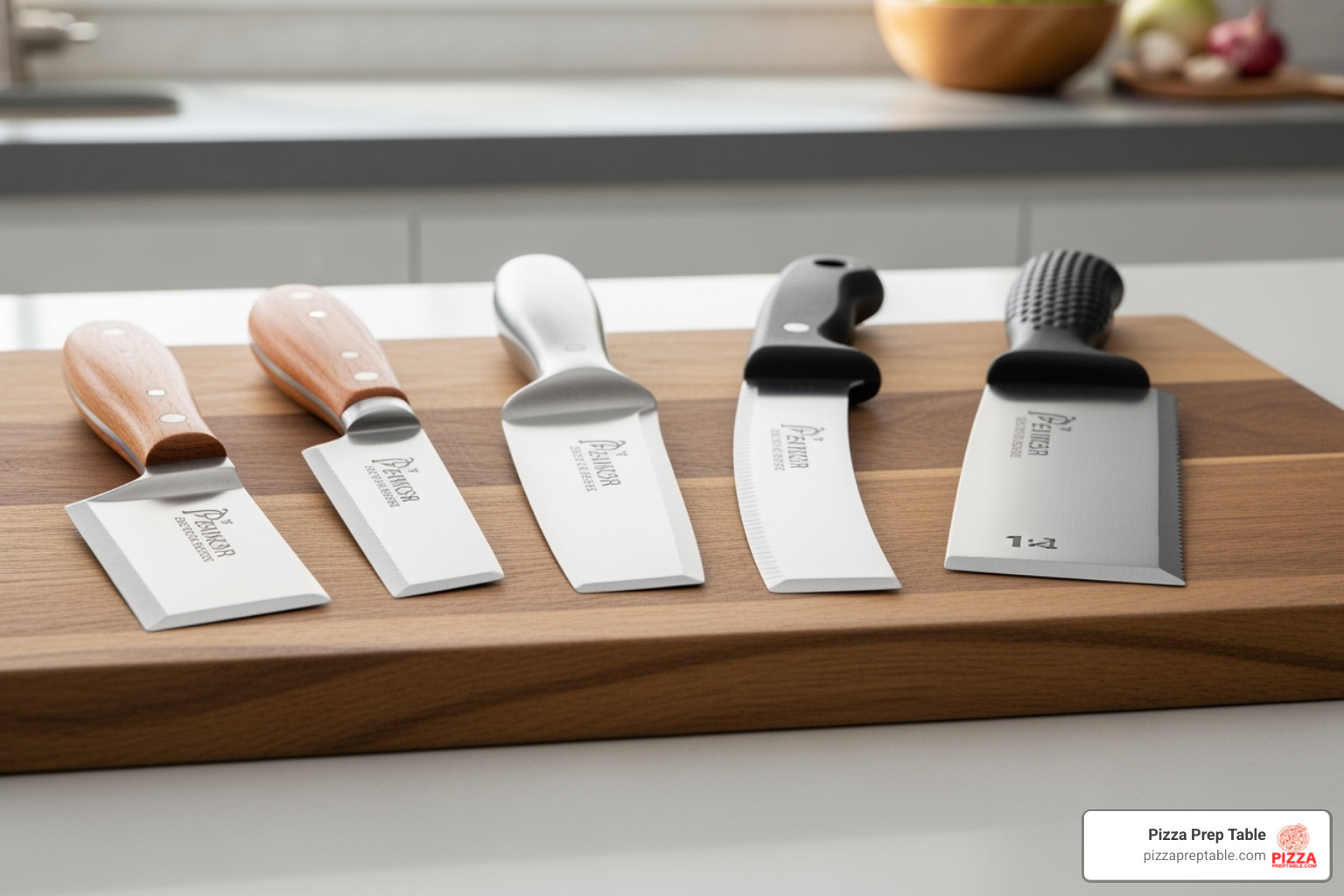 variety of rocker pizza knives with different handles and sizes - rocker pizza knife