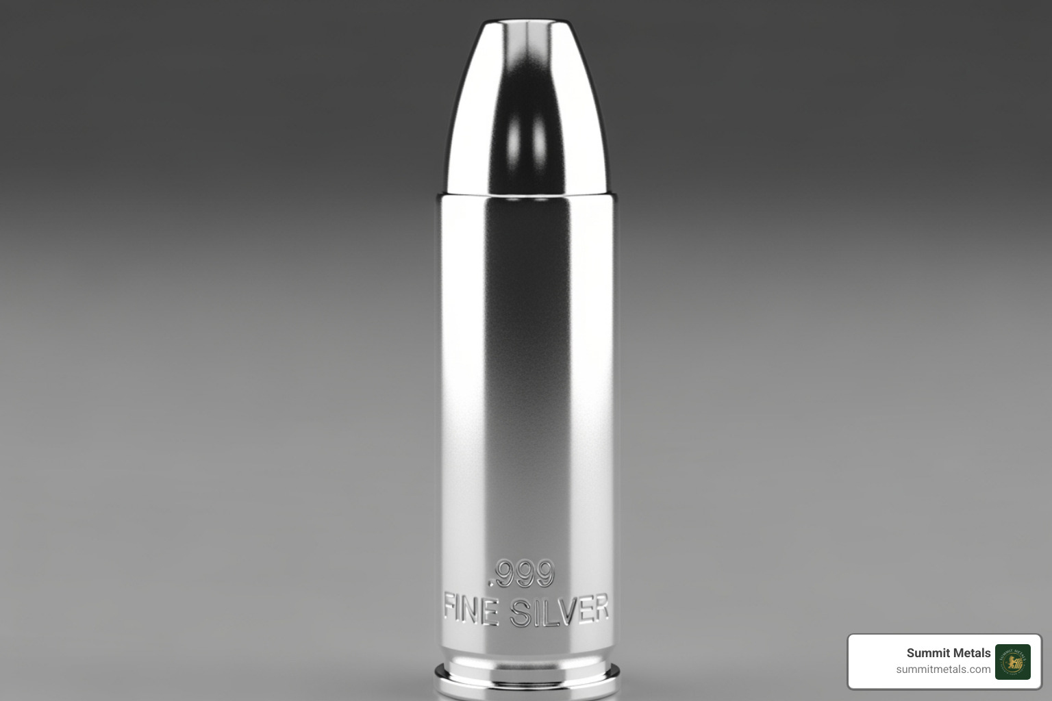 a single, detailed 1 oz .45 caliber silver bullet showing the purity stamp on its base - buy silver bullets a single, detailed 1 oz .45 caliber silver bullet showing the purity stamp on its base - buy silver bullets