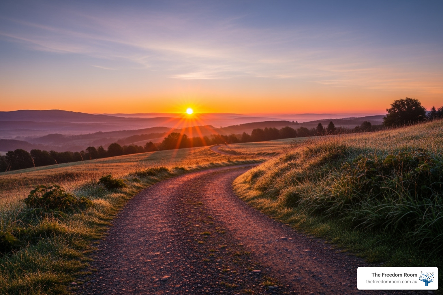 Beautiful scenic road at dawn, illustrating the journey ahead with support from alcohol addiction treatment in Chermside.