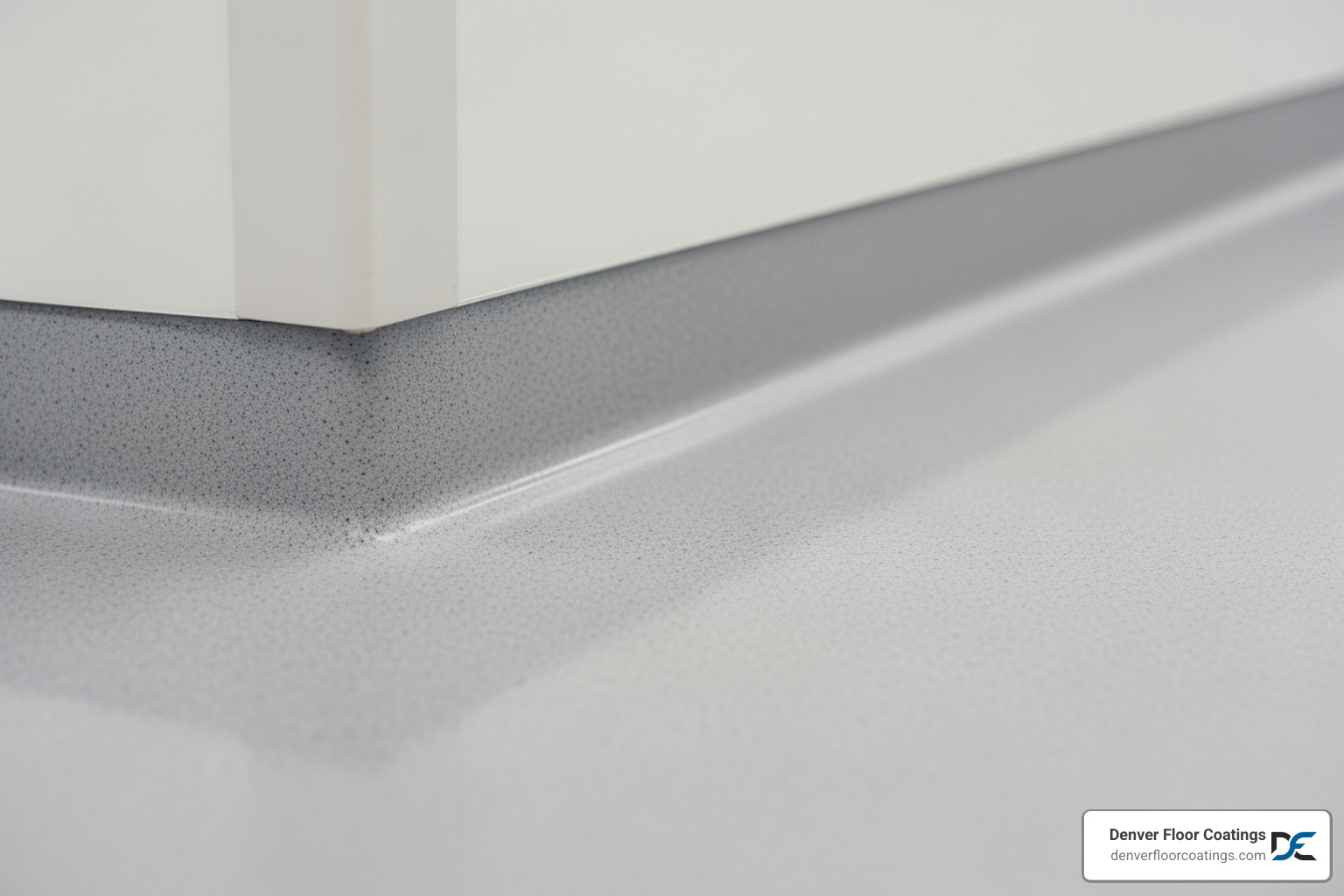close-up of a seamless coved epoxy floor transitioning to a wall - epoxy flooring for hospitals