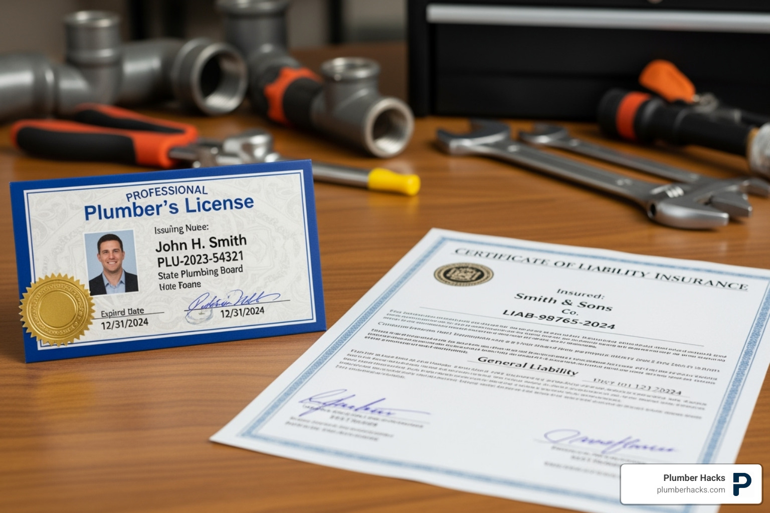 of a plumber's license and insurance certificate - find local plumber