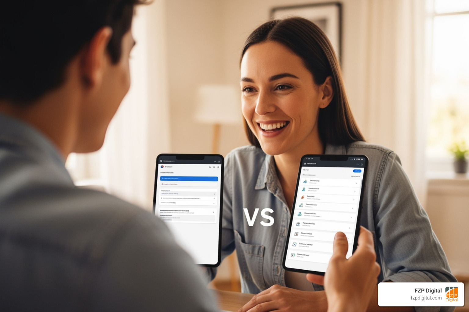 person comparing different software features on a checklist - reputation management solutions
