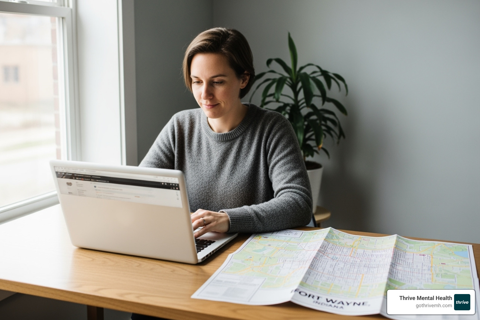 A person searching for a therapist in Florida who uses CBT for anxiety, using a laptop and a map. - therapist in florida who uses cbt for anxiety A person searching for a therapist in Florida who uses CBT for anxiety, using a laptop and a map. - therapist in florida who uses cbt for anxiety