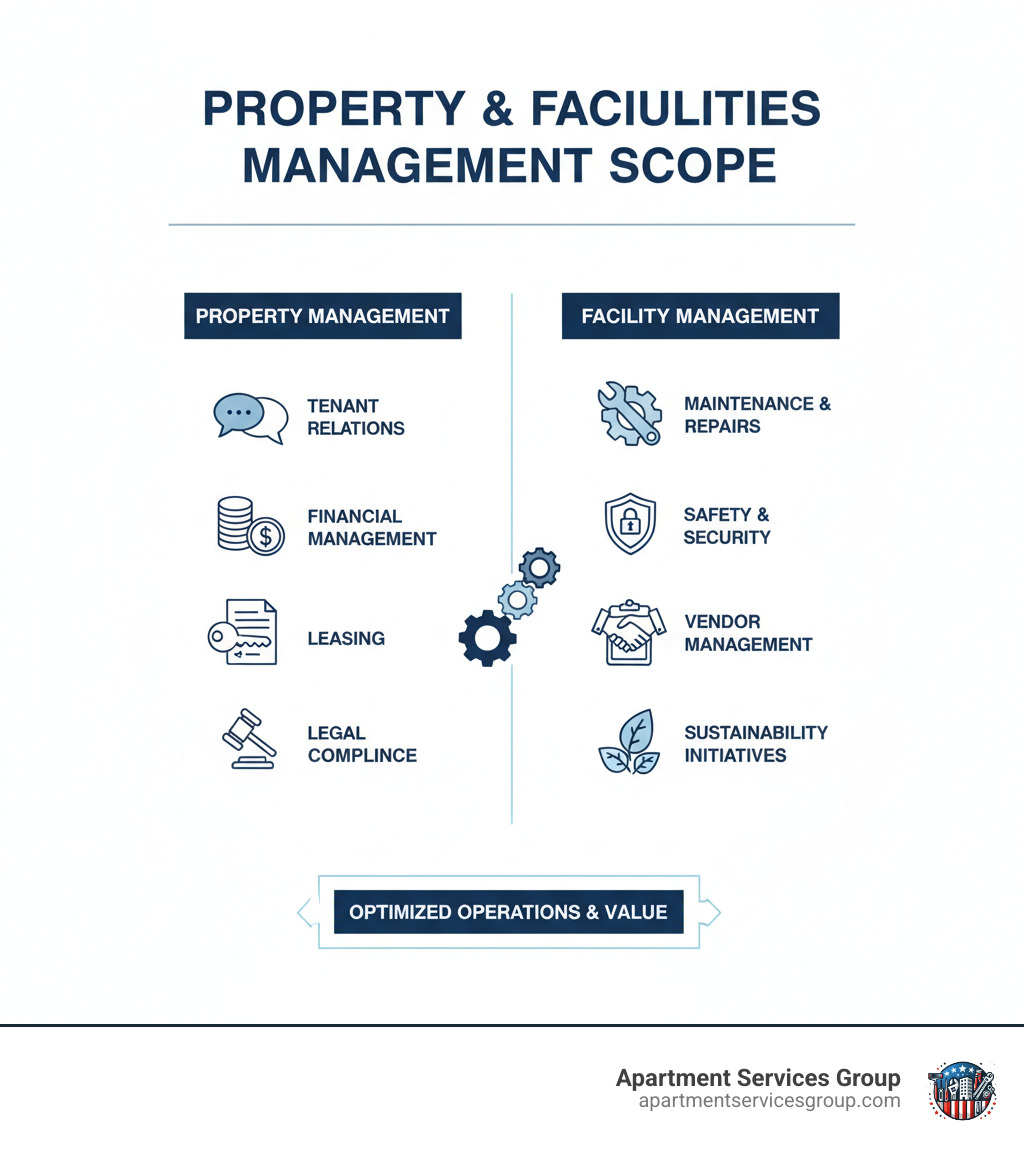 infographic showing property and facilities management scope - property & facilities management infographic infographic showing property and facilities management scope - property & facilities management infographic