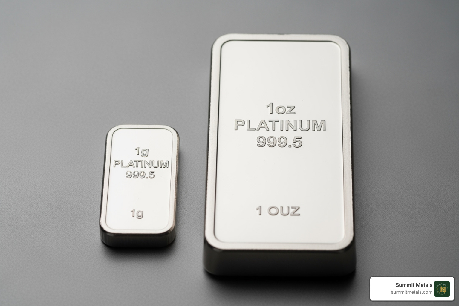Comparison of 1g Platinum Bar vs. 1oz Platinum Bar - 1 gram platinum bar Comparison of 1g Platinum Bar vs. 1oz Platinum Bar - 1 gram platinum bar