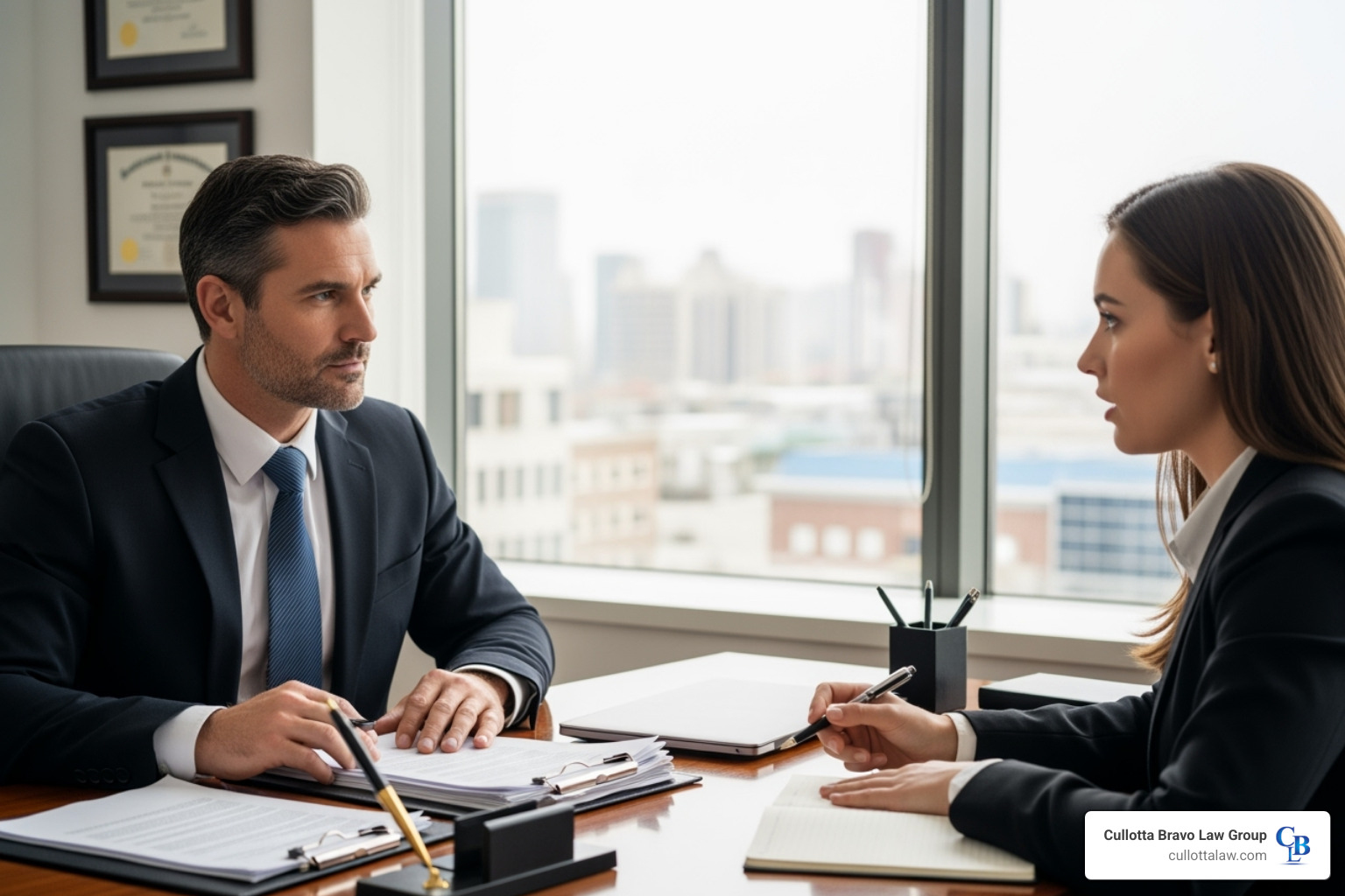 lawyer consulting with client - naperville injury attorney