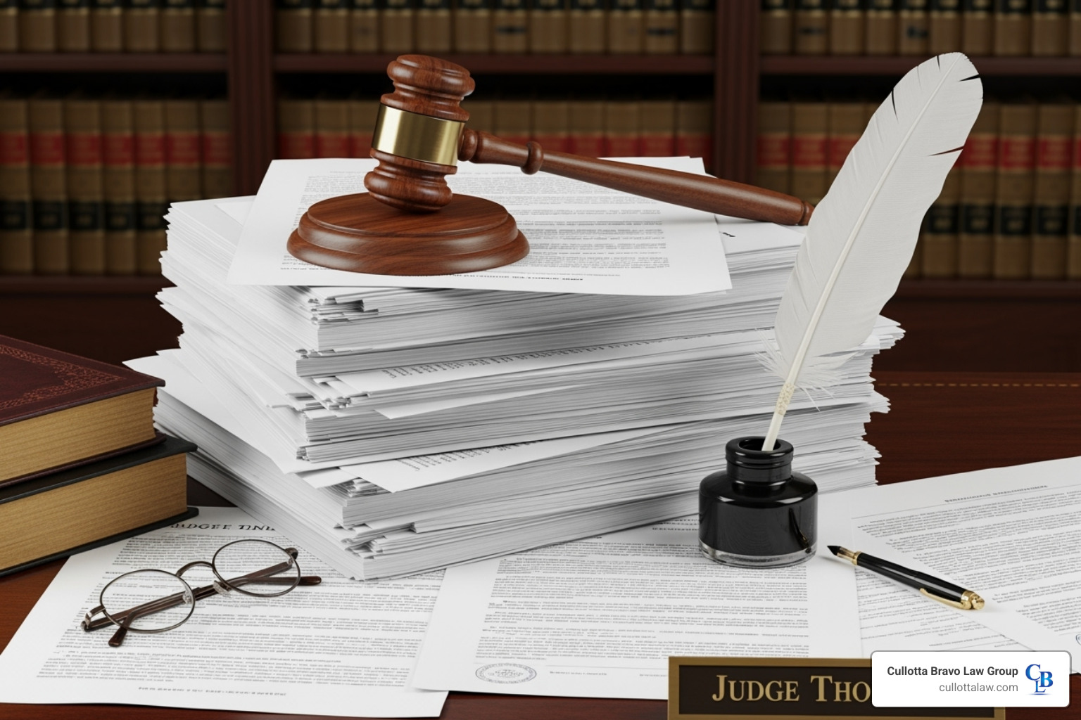 legal documents and a gavel - Car accident attorney