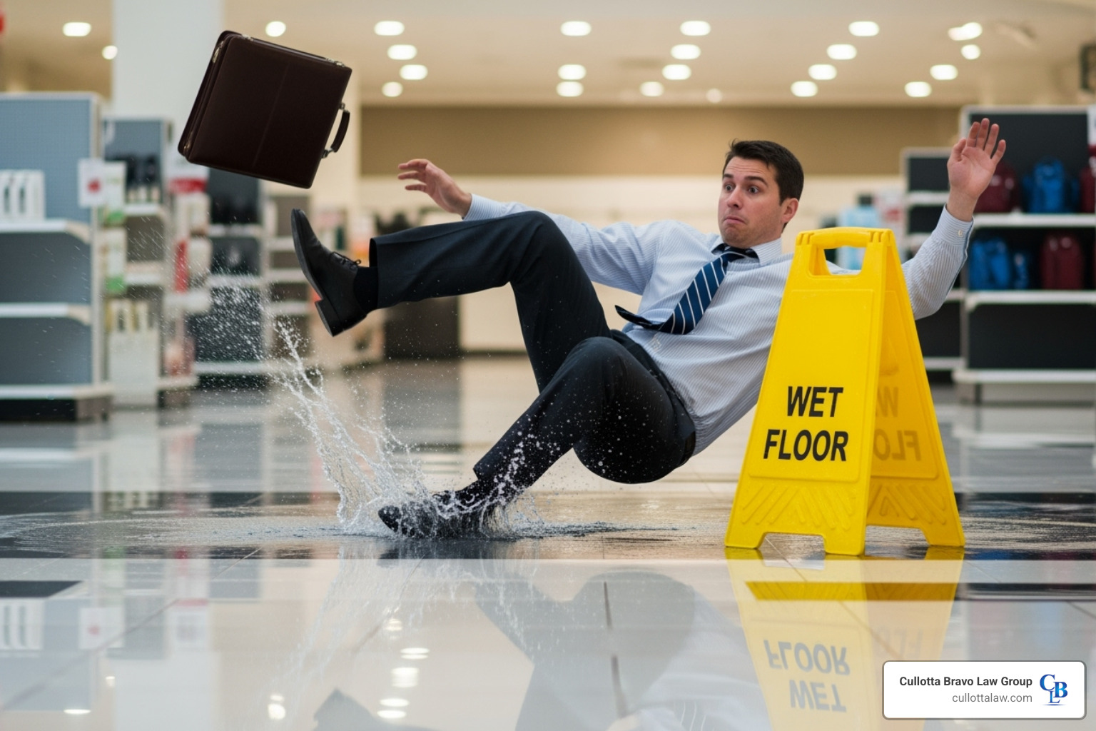 Image of a slip and fall on a wet floor - personal injury claim help