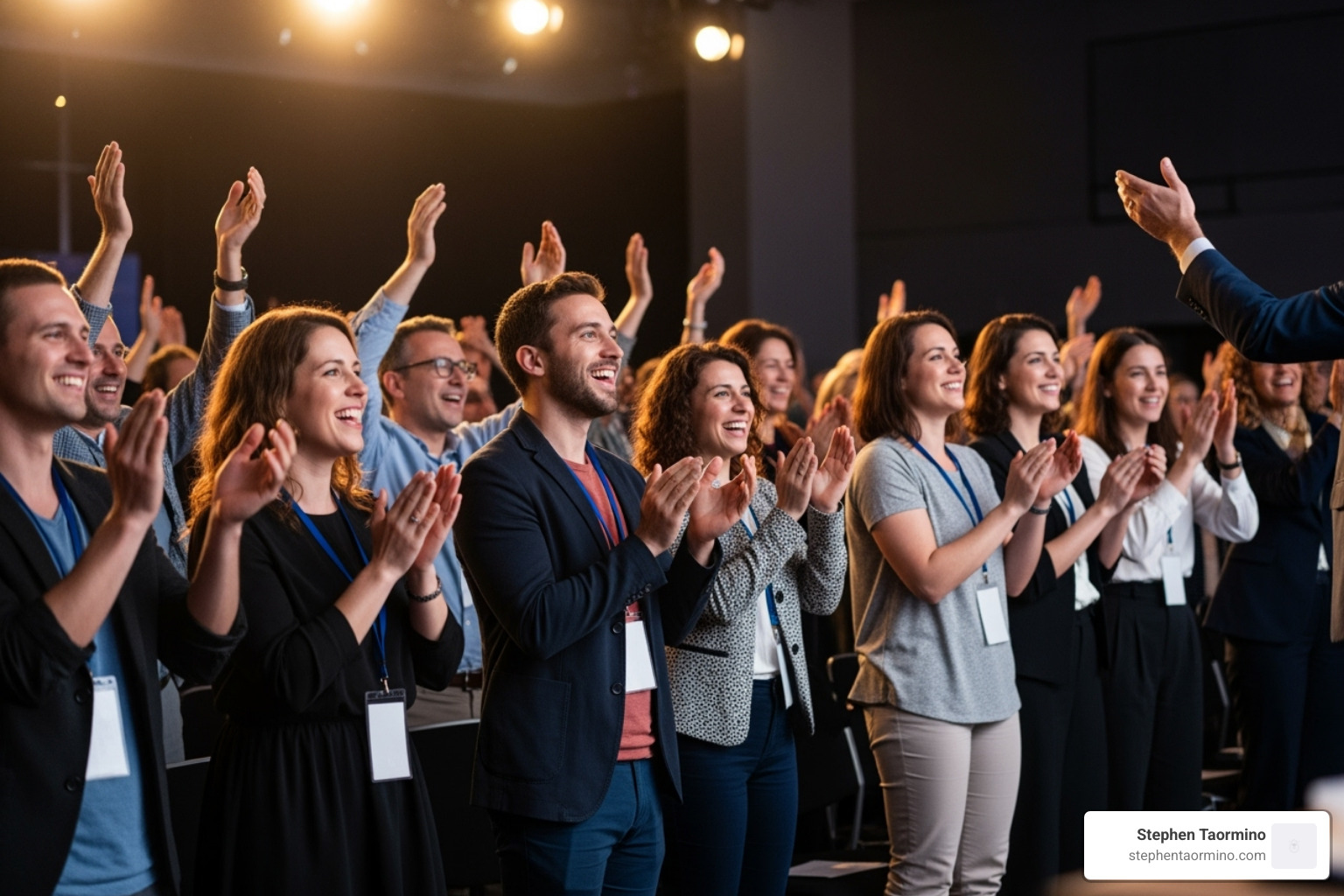 inspired audience standing ovation - Keynote marketing speaker