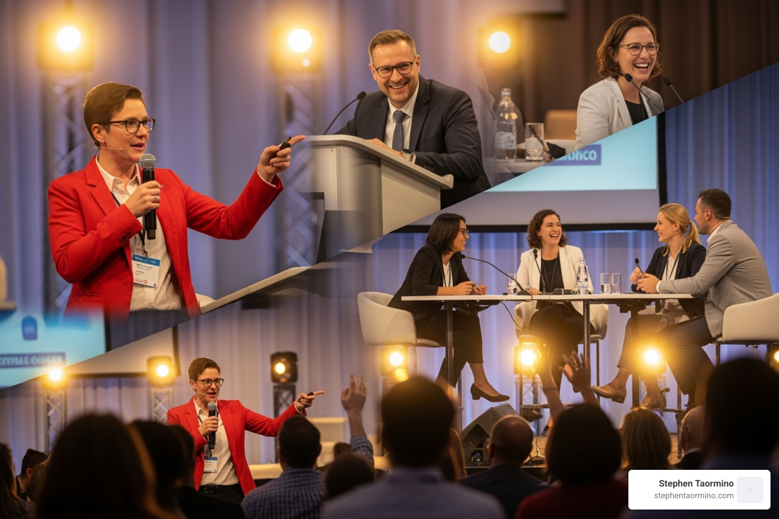 collage of engaging speaker moments - Keynote marketing speaker