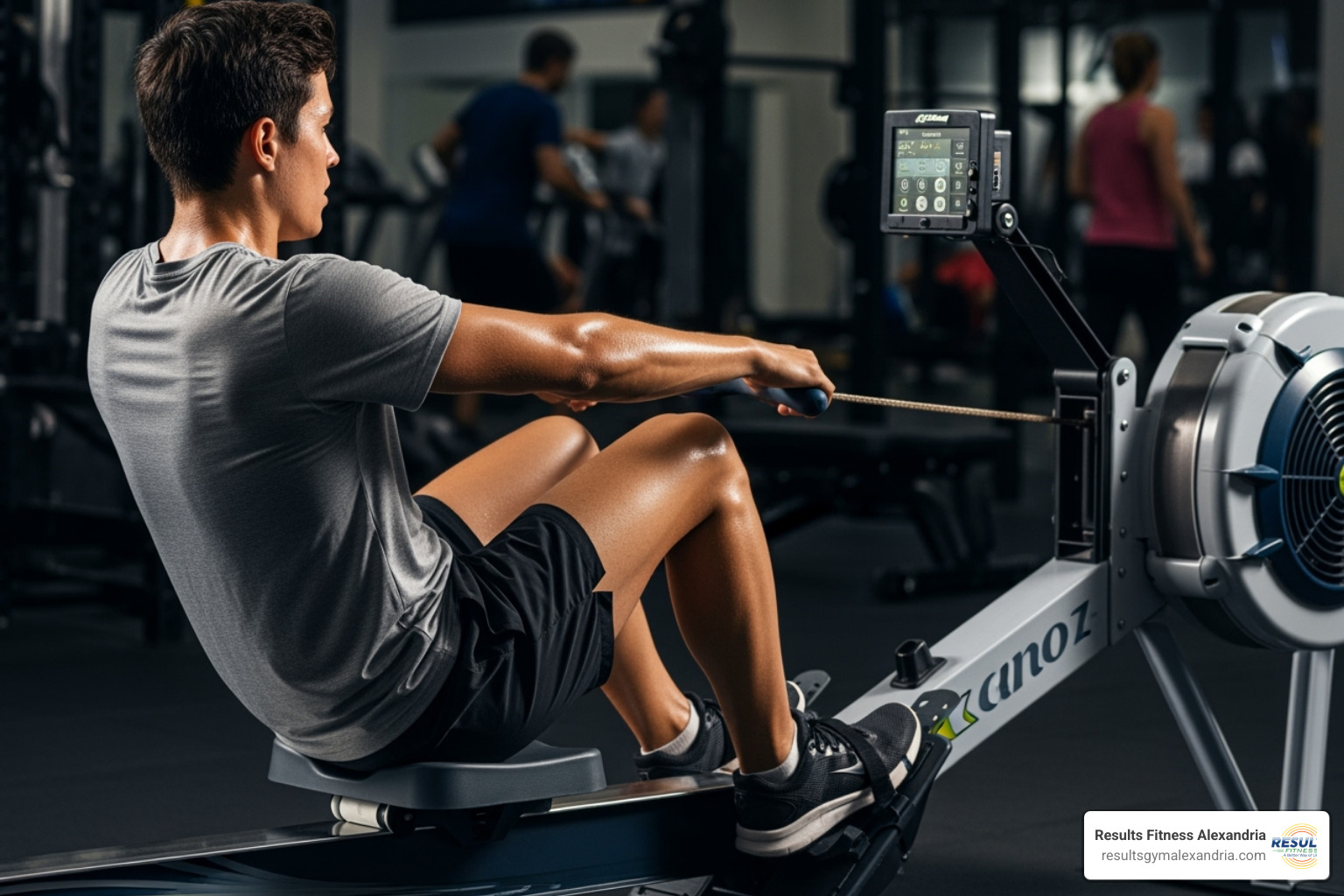 person using rowing machine - muscular and cardiovascular endurance