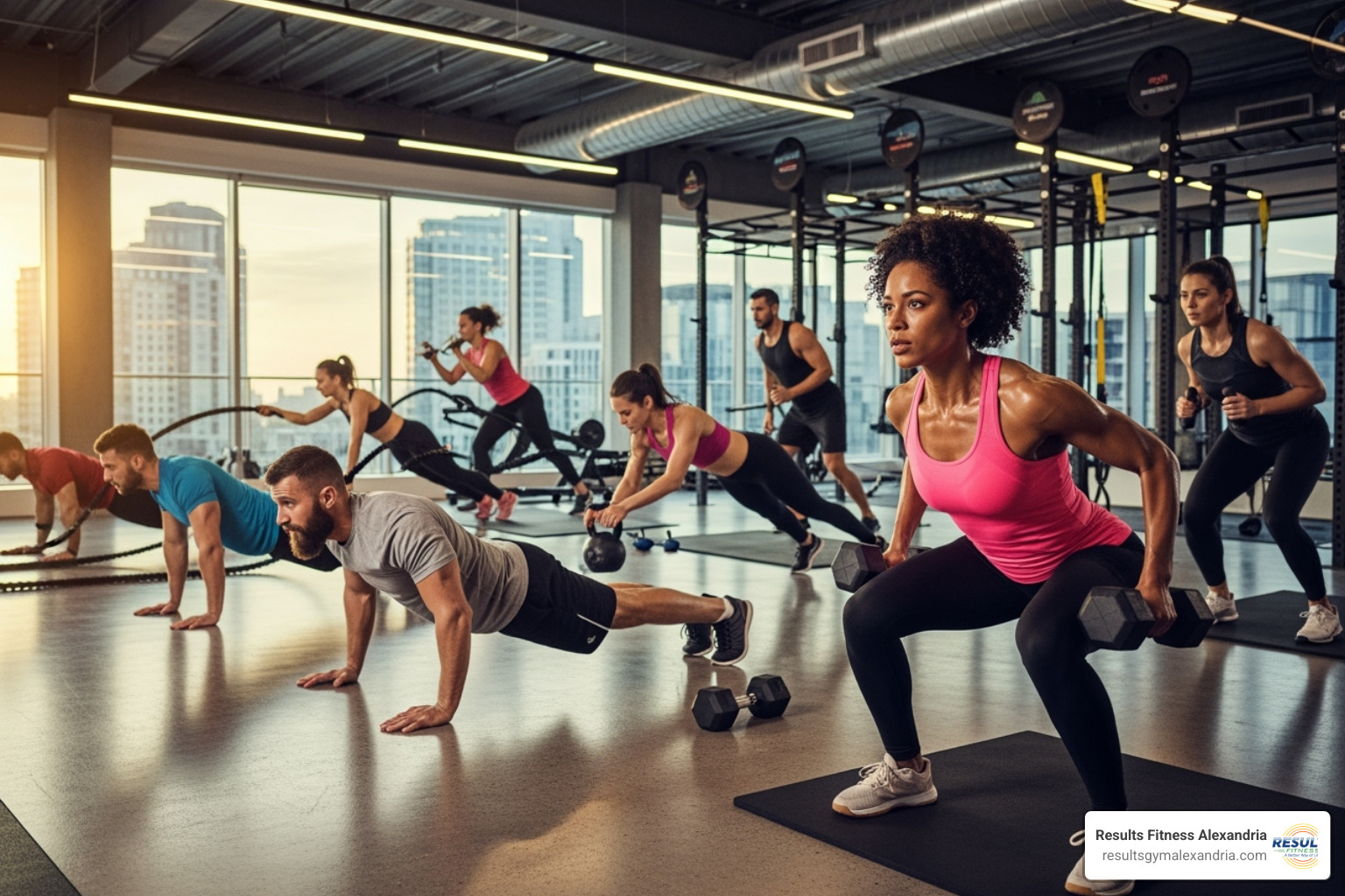 circuit training class in session - muscular and cardiovascular endurance