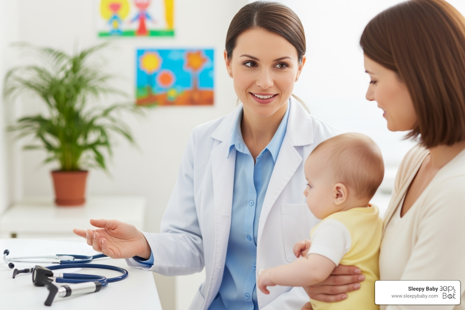 pediatrician consulting with parent and baby - gripe water for sleep