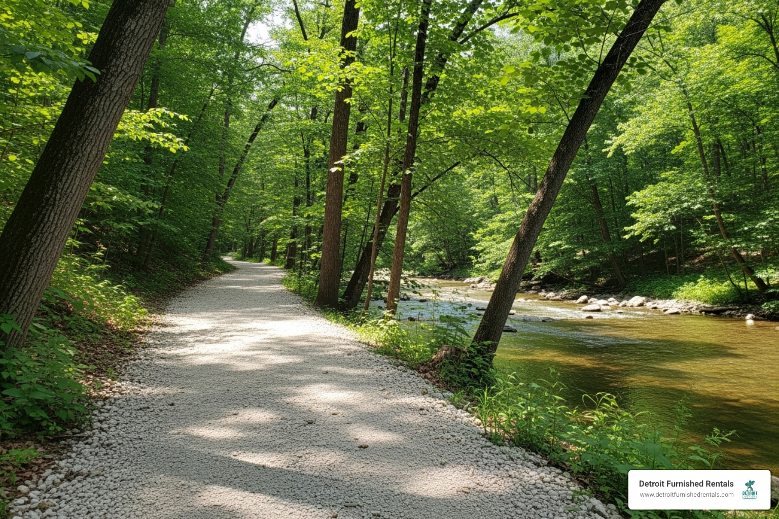 crushed limestone path alongside Paint Creek - Paint Creek Trail crushed limestone path alongside Paint Creek - Paint Creek Trail