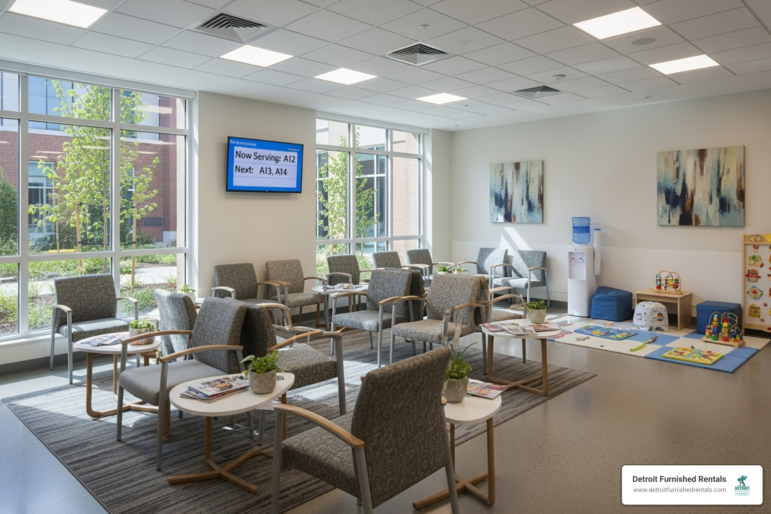 modern hospital waiting room - hospital near detroit mi