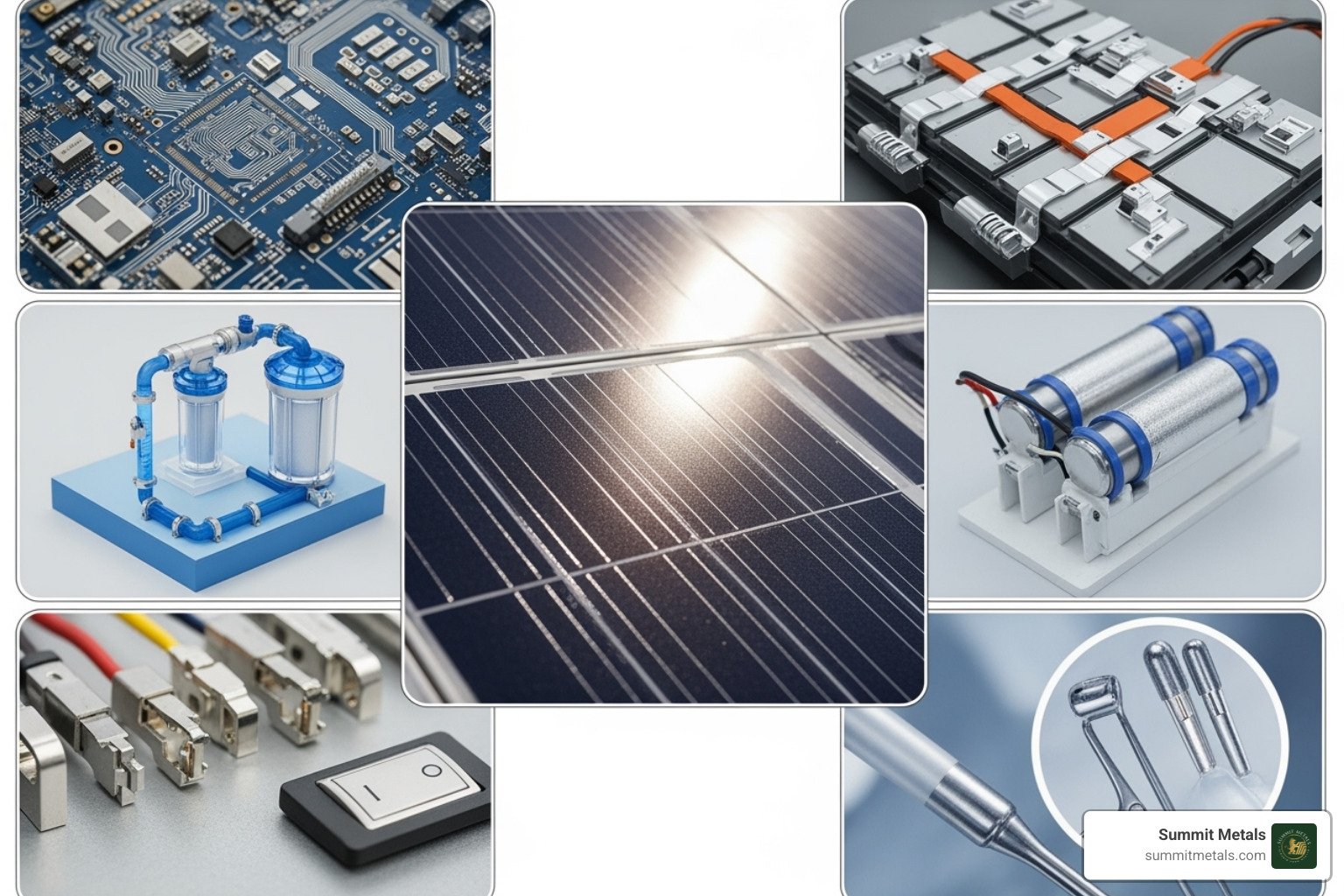 Collage of industrial uses for silver like solar panels and circuit boards - silver buy price Collage of industrial uses for silver like solar panels and circuit boards - silver buy price