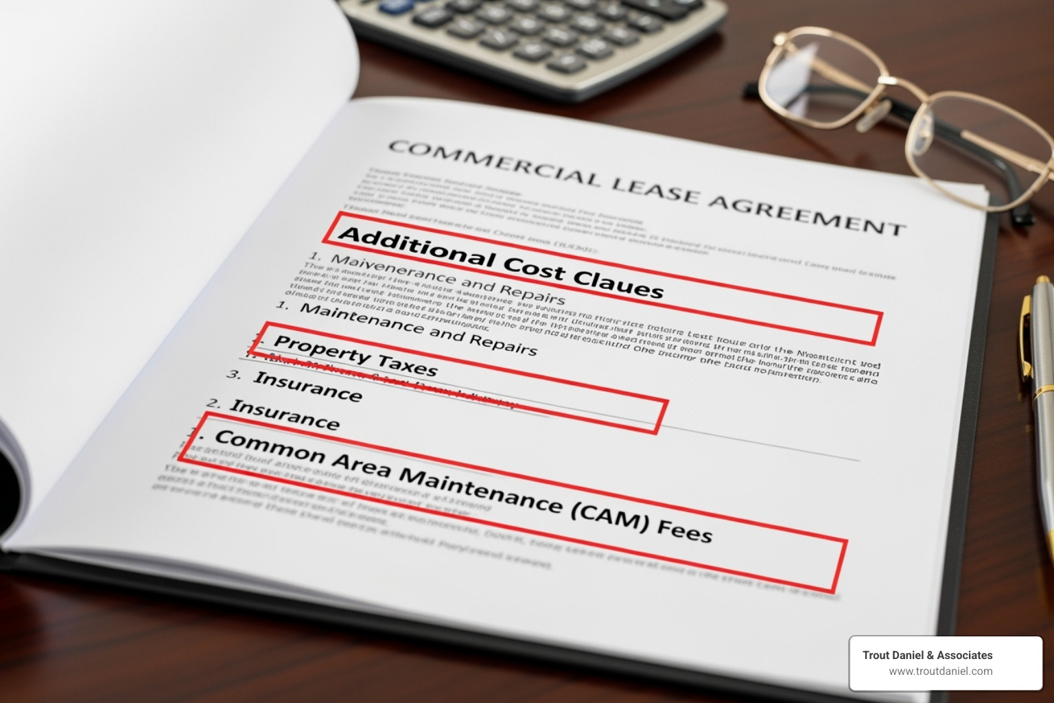 detailed lease agreement highlighting additional cost clauses - cost to rent retail space 2be740eee25db9ba7ba477ccc59b9dde7cd598ed