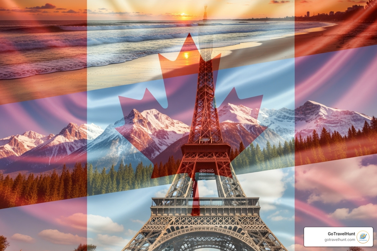a Canadian flag superimposed on a travel-themed background - becoming a travel agent a Canadian flag superimposed on a travel-themed background - becoming a travel agent
