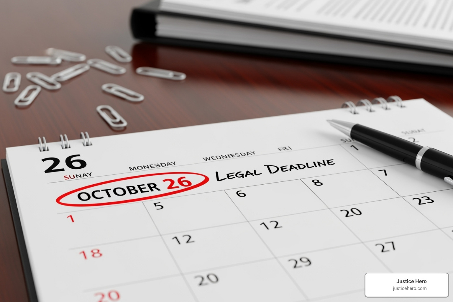 Calendar with a date circled, symbolizing a legal deadline - California accident laws Calendar with a date circled, symbolizing a legal deadline - California accident laws
