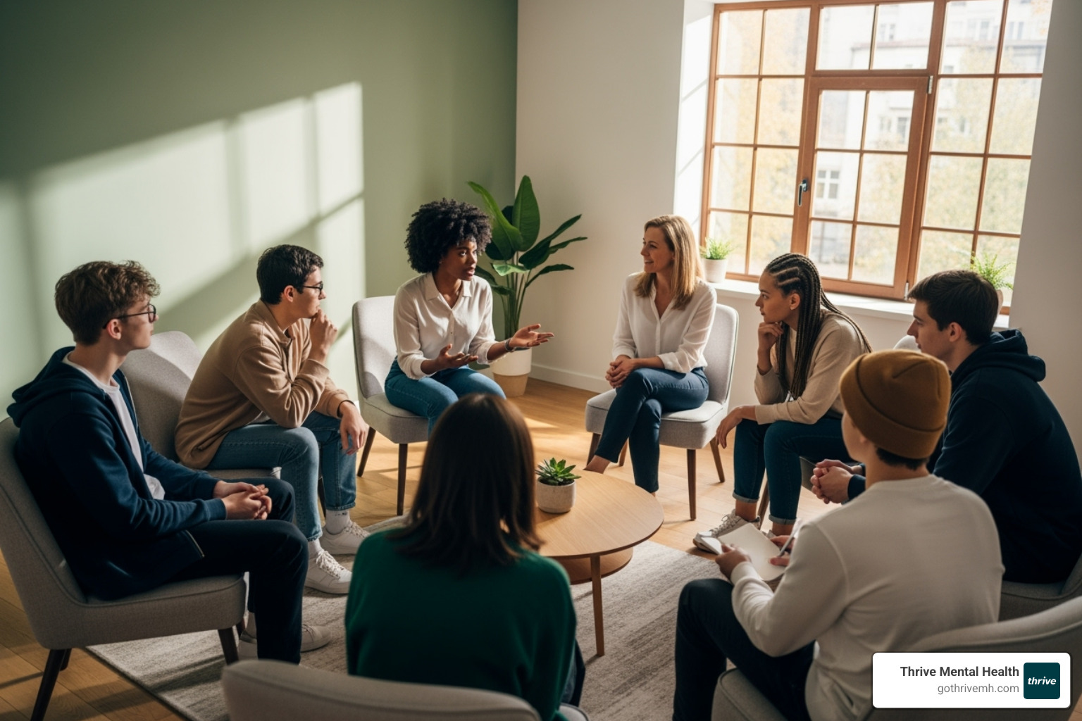 Diverse group of teens in group therapy. Alt text: "Teens in adolescent intensive outpatient programs near me Orlando serve young adults." - adolescent intensive outpatient programs near me orlando serve young adults Diverse group of teens in group therapy. Alt text: "Teens in adolescent intensive outpatient programs near me Orlando serve young adults." - adolescent intensive outpatient programs near me orlando serve young adults