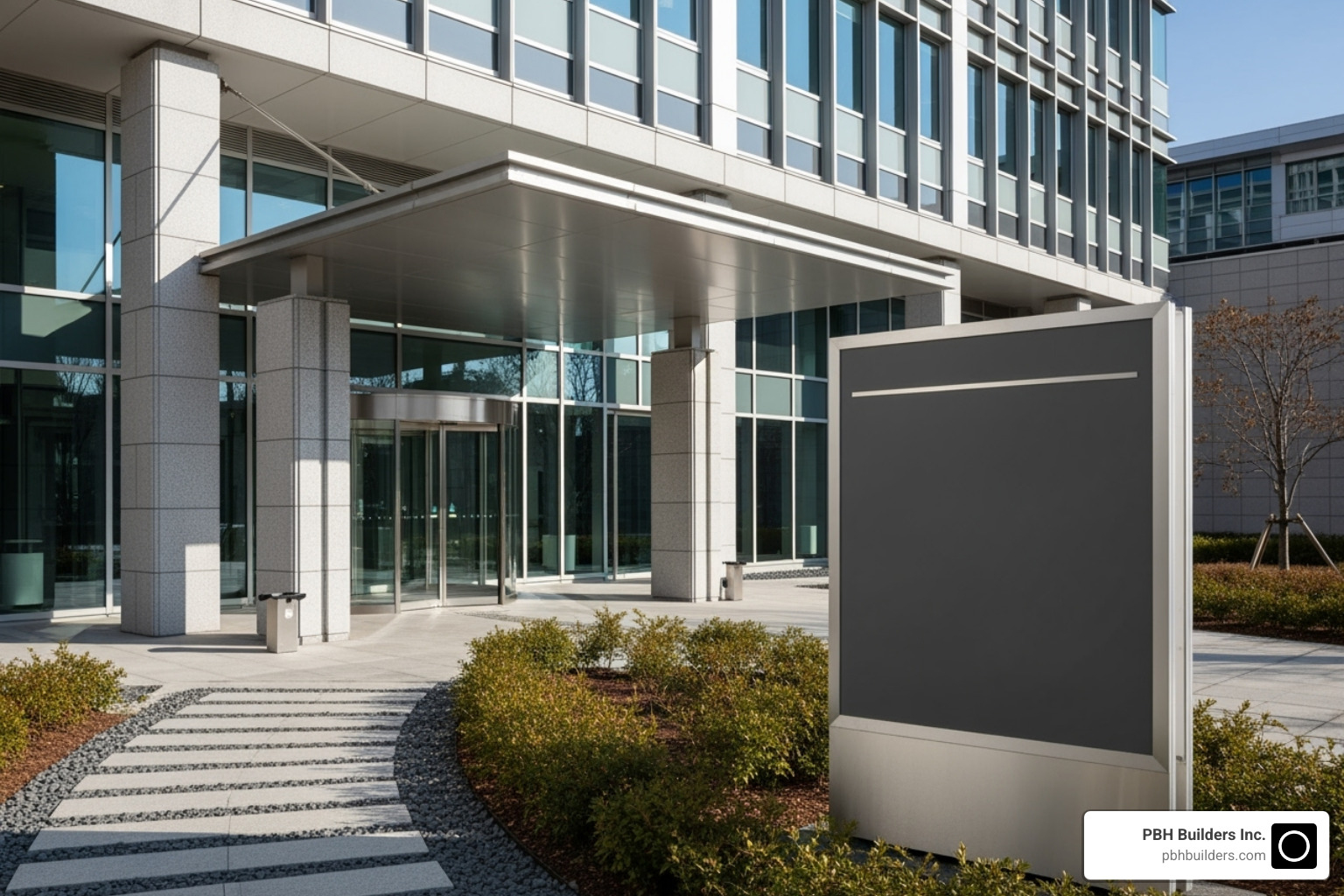 A sign for the City of San Diego Development Services Department, indicating the location for permit applications - San Diego retaining wall
