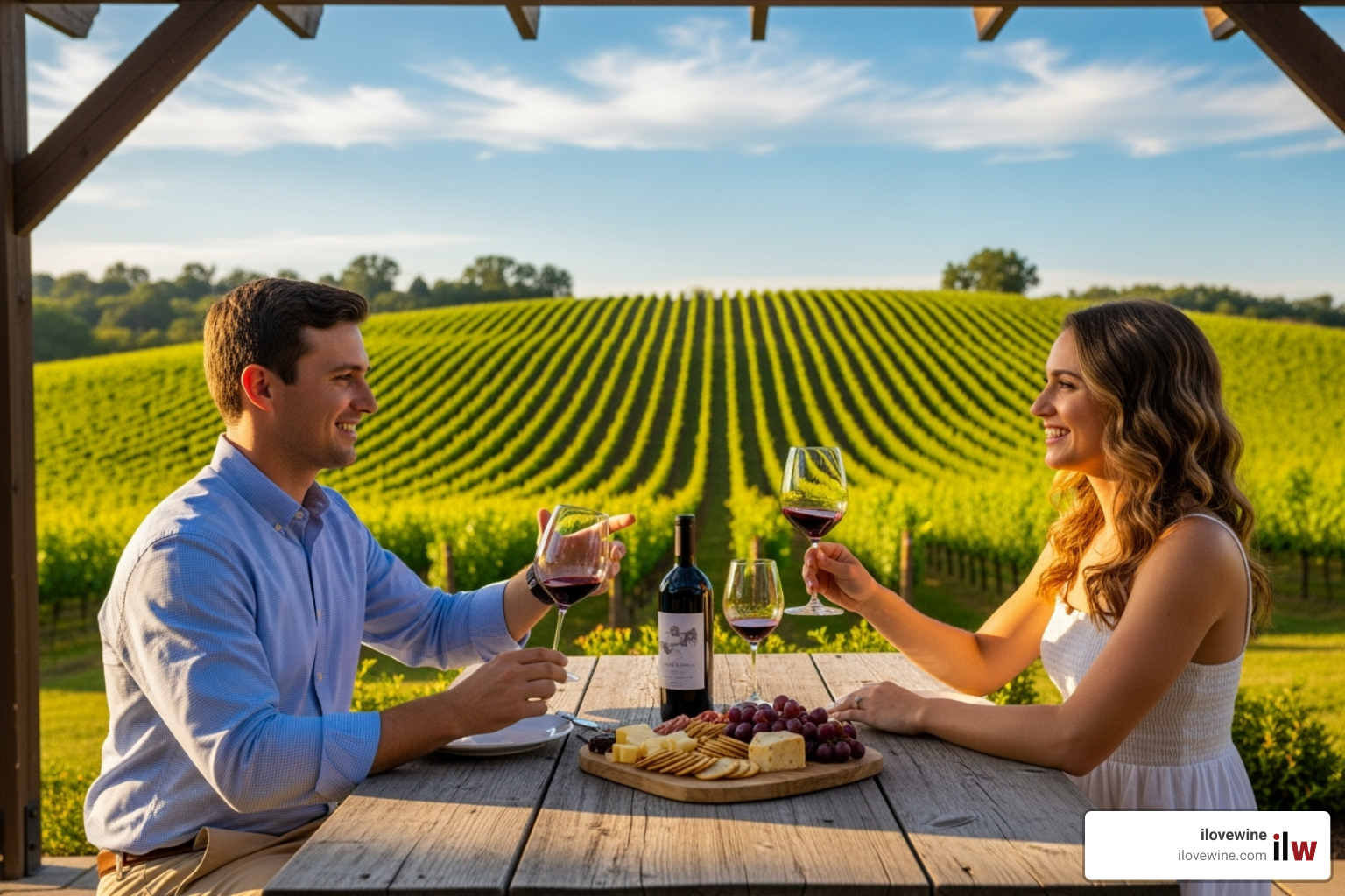 couple enjoying wine tasting at vineyard - Best wine gifts couple enjoying wine tasting at vineyard - Best wine gifts