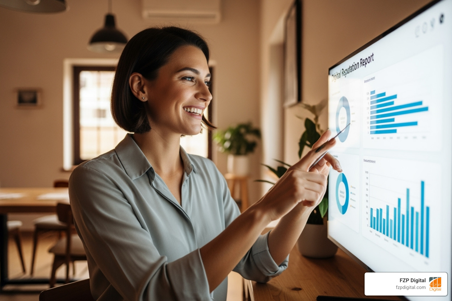 marketing professional analyzing a reputation report with charts and graphs - Reputation Management and Reviews marketing professional analyzing a reputation report with charts and graphs - Reputation Management and Reviews