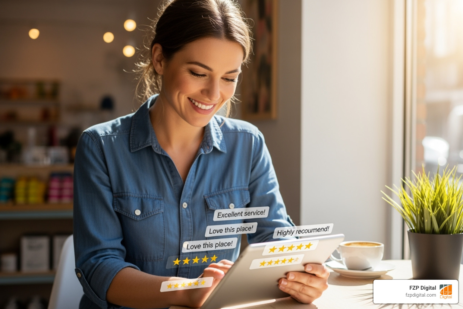 business owner reading positive reviews - Reputation Management and Reviews business owner reading positive reviews - Reputation Management and Reviews