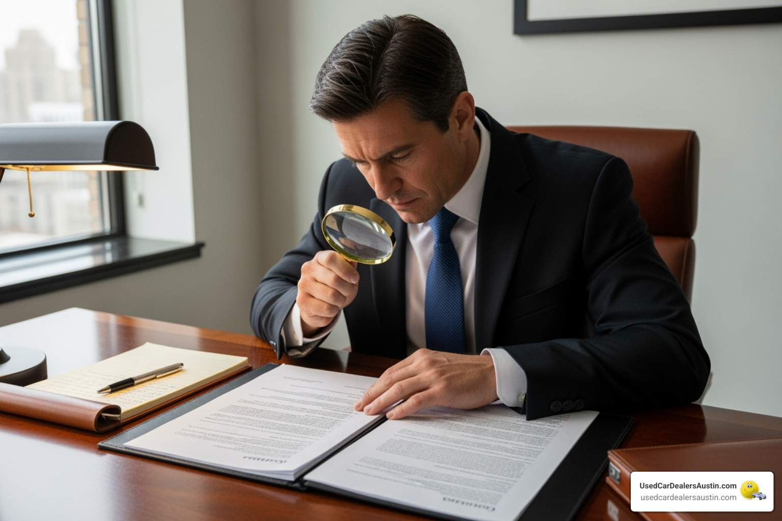 person reading warranty contract - extended car warranty companies in texas