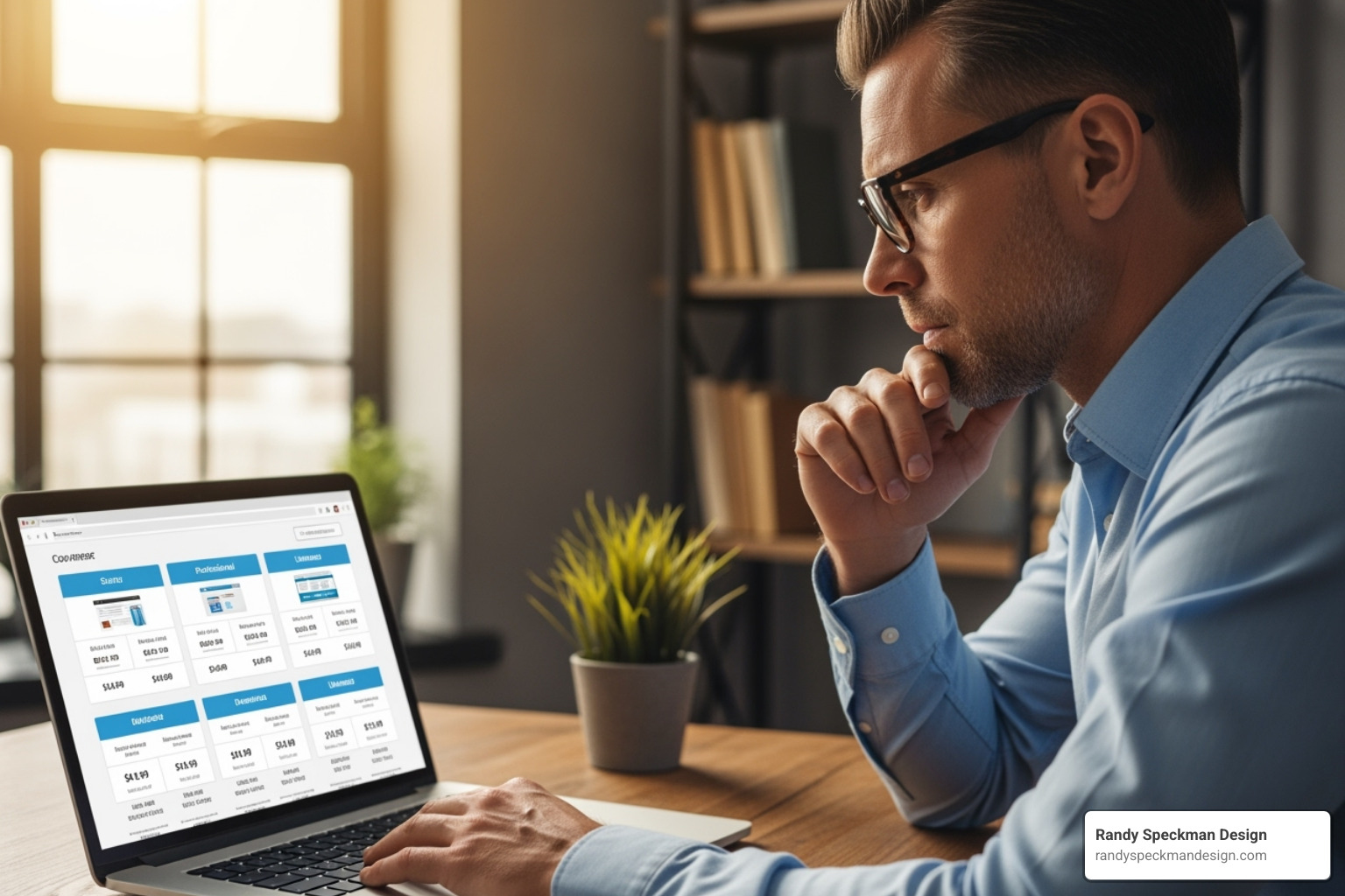 person reviewing hosting plans and prices on a computer - Web Hosting for Small Business