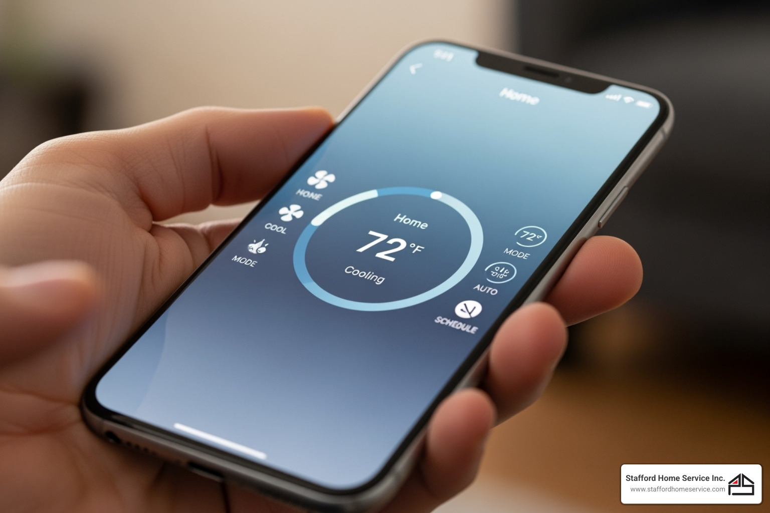 smart thermostat interface on a phone - heating and cooling services smart thermostat interface on a phone - heating and cooling services