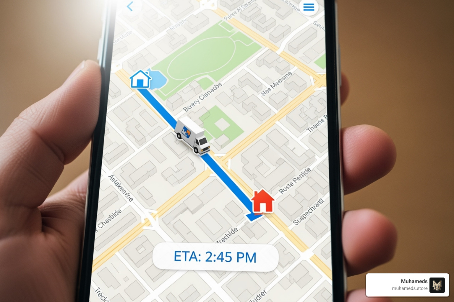 a smartphone screen showing a delivery tracking map - cannabis flower delivery