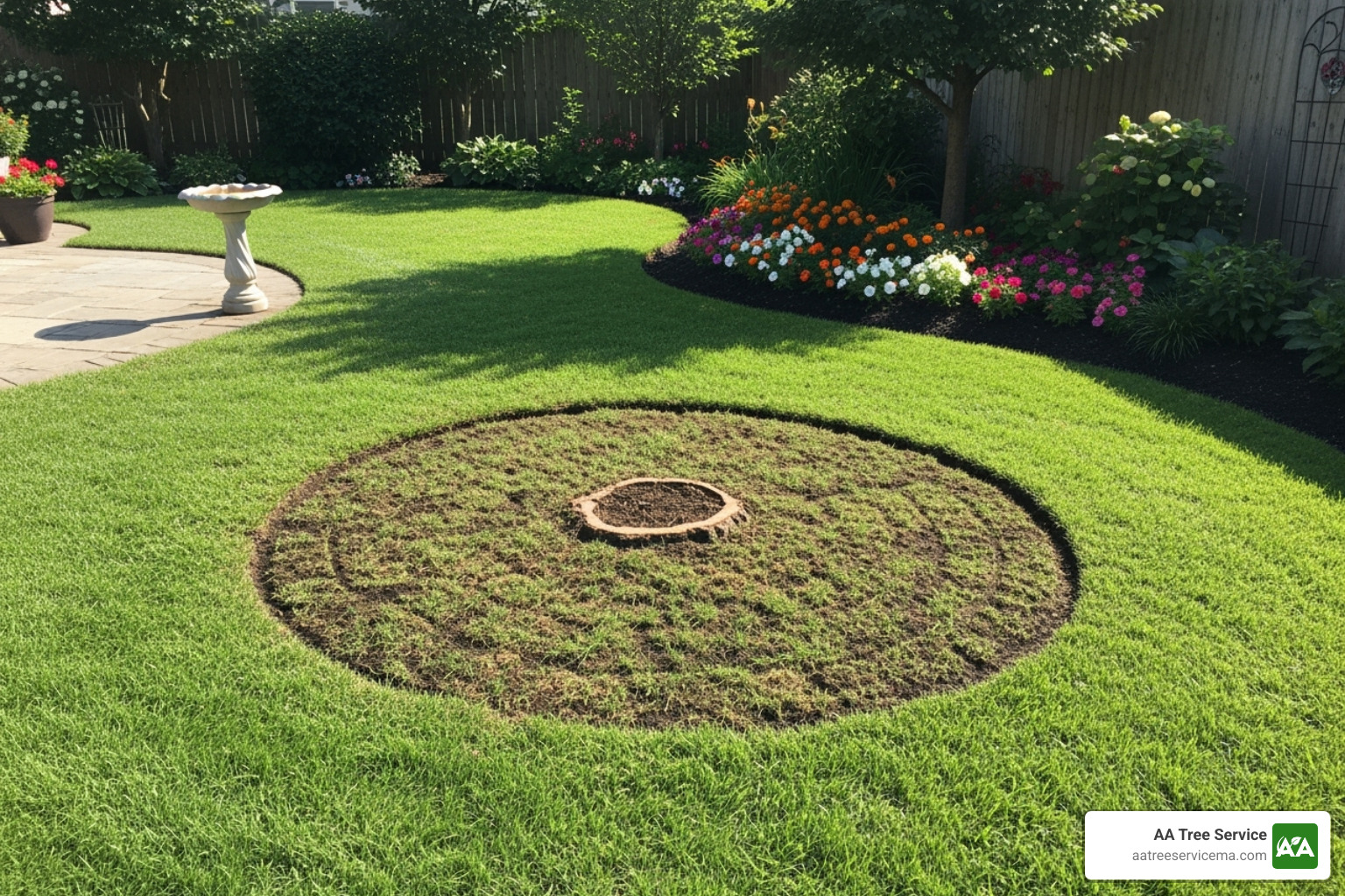 Clean yard after stump grinding - tree stump company