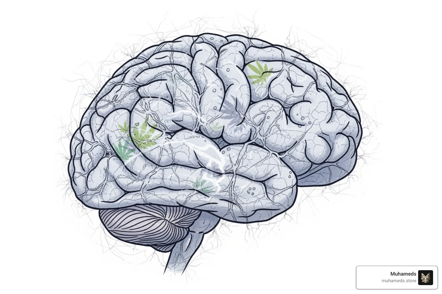 Illustration showing a brain being negatively affected by continuous cannabis use, depicting changes in neural pathways and a decline in cognitive functions - marijuana for anxiety Illustration showing a brain being negatively affected by continuous cannabis use, depicting changes in neural pathways and a decline in cognitive functions - marijuana for anxiety